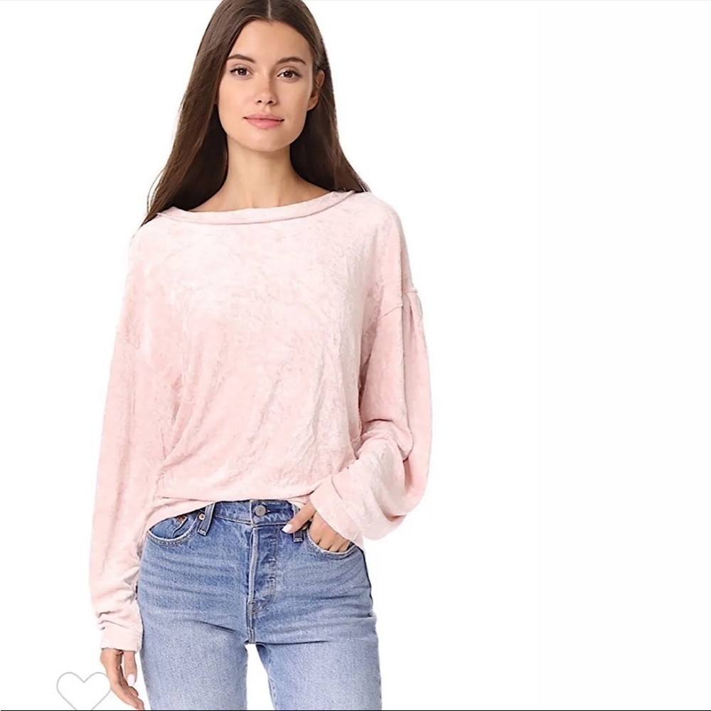 The We The Free Milan Blush Pink Crush Velvet Top Size Small